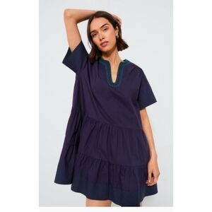 NWT Pomander Place Tuckernuck Navy Kinsley Swing Dress Sz S Tiered